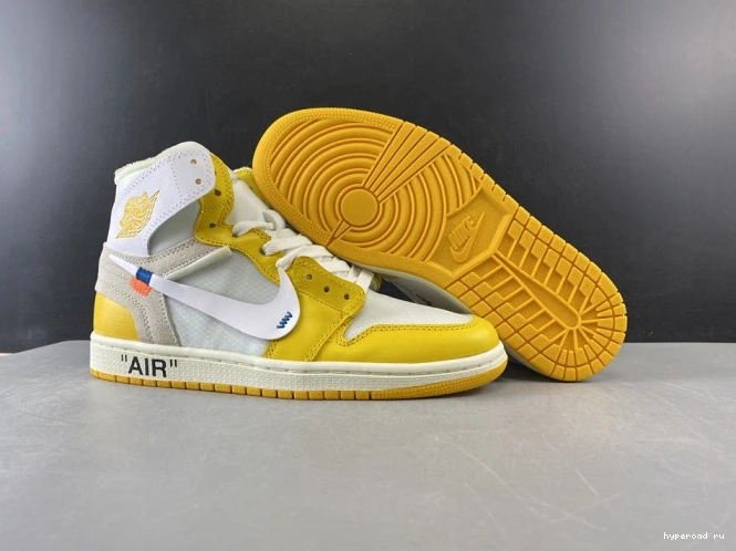 White NRG Dark x Yellow-Cone Jordan Powder 1 Off-White Air AQ0818-149 0702